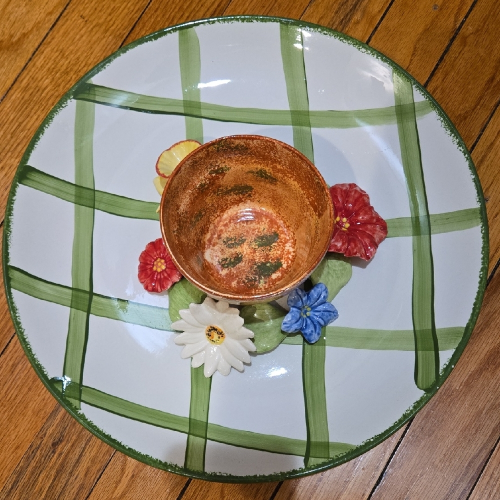 CALI ▪︎ Floral Ceramic Serving Platter, Perfect for chips 'n dip